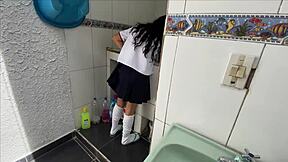 Perverted Stepdad Gets Horny Watching Skinny 18-Year-Old Stepdaughter Wash Panties After School. He Thrusts Cock Directly into Her Tight Pussy.