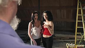 Kiara and Mia, do you both want to fuck this old man and share his cum after doggystyle missionary pounding?