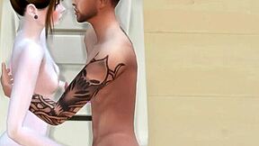 A young interracial college couple dives into a cute handjob game inspired by Sims 4