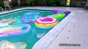 Broke Busty Asian Teen Gets Hardcore Outdoor POV Fucking Poolside