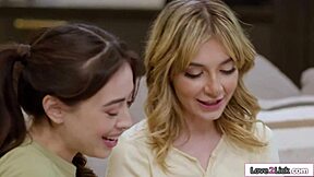 In a shocking twist, the petite teen caught her boyfriend ass licking the busty MILF stepmom behind her back.