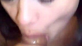 Exotic Brunette Babe Gives First Time Homemade Blowjob in Bedroom, Sucking My Cock Hard with Cute Licks