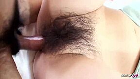 I seduce slim japanese teen with small tits and hairy pussy to no condom creampie fuck in uncensored pov jav