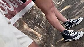 Look at me flashing my skirt with no panties on the street and in the public bus!