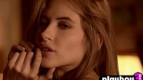 feeling so turned on as this brunette babe slowly strips out of her hot lingerie, revealing her petite body