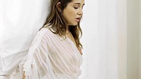 Feeling shy yet excited as mormon teen loosens up sucking cock