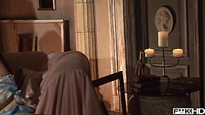 insanely hot brunette nurse natalia forrest contrasts with patient by sucking huge dick for cumshot