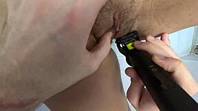So I've finally shaved the hairy forest off my wife's pussy myself in the bathroom, and now she's riding me with her smooth shaved beaver.