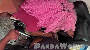 mmf ebony slut bent over gaming chair for big black cock anal spit roast