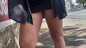 Look at me flashing my skirt with no panties on the street and in the public bus!