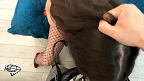 Frat party turns wild with busty goth sorority girl in fishnets and heels getting creampied in dorm missionary and doggystyle sex tape 😜