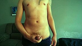 brazilian nerd rips clothes and jerks huge cock