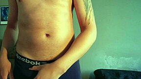 brazilian nerd rips clothes and jerks huge cock