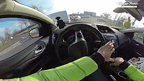 lili charmelle stops car for quick creampie fuck