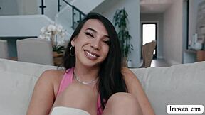 slutty shemale crossdresser takes bareback anal pounding live on cam