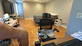 stella stretches huge tits and milf pussy on morning cam