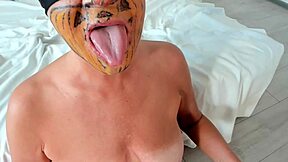 halloween mommy milf with huge saggy tits deepthroats my monster cock for creampie lunch