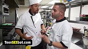 blonde waitress gangbanged by staff in reality show orgy