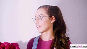 busty brunette and petite redhead lick hairy pussies