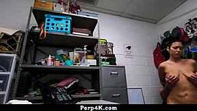 Officer Fingers Teen Shoplifter's Pussy for Hidden Goods Perp4k