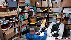 officer owns petite russian thief's shaved pussy with monster cock domination facefuck