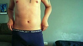 brazilian nerd rips clothes and jerks huge cock