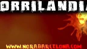 nora barcelona teases with dildo on webcam