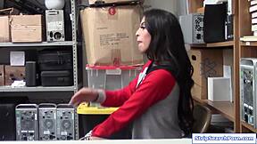 security guard uh fuckin' this teen shoplifter bent over... ripped clothes doggystyle monster cock!