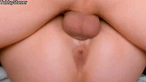 Big cock makes shaved teen pussy squirt close-up during hard fuck