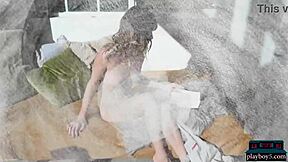 hairy pussy milf nastasia celeste strips clothes rips off to show petite tight tits body