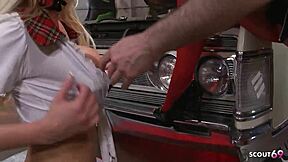 Two Big Tits Blonde Milfs Uniform Cosplay FFM Threesome No Condom Rough