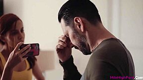 Vanna Bardot CATCHES stepdad videochatting secretary then rides his cock