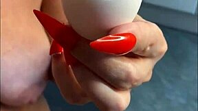 wanna see milf mommy inseminate with eggs in taboo handjob food creampie play?