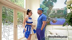 Busty Cheerleader Begs for Cock Squeezed Between Massive Boobs