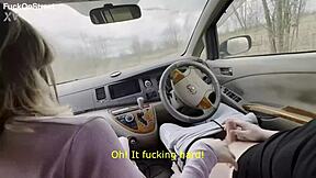 cutie teen gets anal creampie in car after deepthroat 😍 outdoor quickie cum swallow!! 