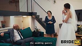 Bride's Shaved Natural Tits Tempt Old Groom Hardcore Wedding Fuck