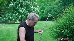 busty blonde teen chills with grandpa in horny setup