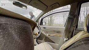 cutie teen gets anal creampie in car after deepthroat 😍 outdoor quickie cum swallow!! 