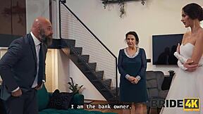 Bride's Shaved Natural Tits Tempt Old Groom Hardcore Wedding Fuck