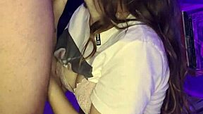 hot teacher gaggin on dick first time...