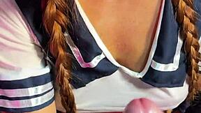 naughty redhead cosplay date in pantyhose covered in cum after rough cowgirl?