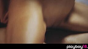 skinny colombian babe rides lover's cock tits bouncing during sensual titty fuck session