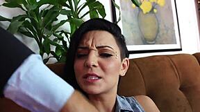 black haired tattooed stepdaughter aimee black rides old man's cock