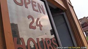 Nevaeh keyz slams huge white monster cock deep at gloryhole