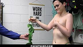 Teen Thief Caught Stealing Vibrator Punished by Security's Huge Cock