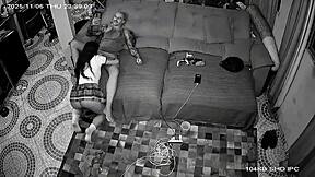 security cam catches stepdaughter sucking stepdad on phone with wife