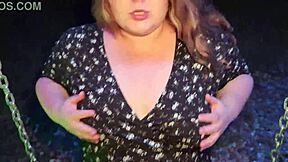 In the village, obedient chubby girl swings with huge curves and big chest