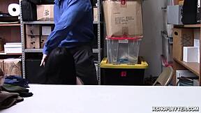 lp officer can't resist those hot big tits on shoplifter babe