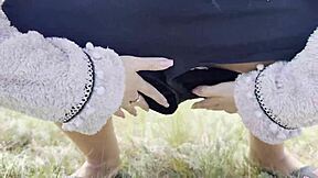 A couple travels by car flashing hairy wet pussies in public forest pissing pov compilation