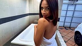 Skinny Stepsis Bareback Jacuzzi Orgasms on Stepbro Cock